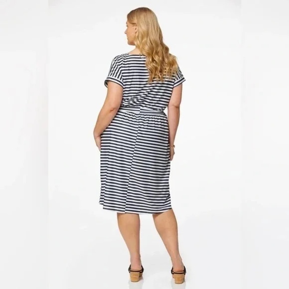 Cato | Plus Size Faux Wrap Striped Dress Size 18/20 - Picture 5 of 6